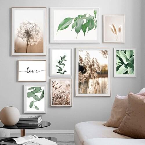 Green Agave Leaf Dandelion Pampas Grass Wall Art Canvas Painting Nordic Posters Wall Pictures For Living Room Home Decor