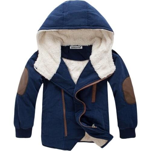 Winter Thick Boys Jackets 2021 New Warm Clothes Children Jacket Plus Velvet Padded Jacket Boy Hooded Jackets Mid-length Snowsuit