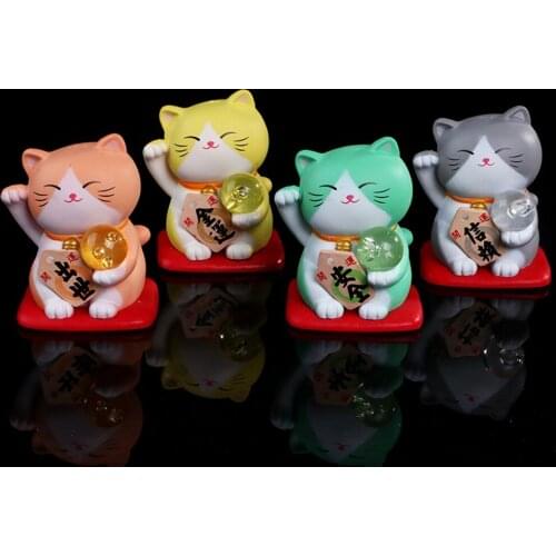 1/3/5Pcs 3D Lucky Cat Figurine Japan Cartoon Manek Neko Animal Model Miniatures Home Car Hotel Restaurant Decor Desktop Ornament