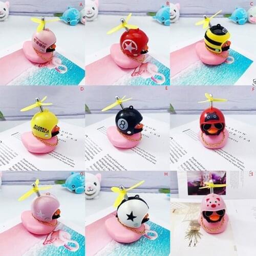 1pc Car Ornament Lovely Small Pink Duck Broken Wind Helmet Outdoor Sports Decor Squeaking Glowing Duck Toys for Adults Kids