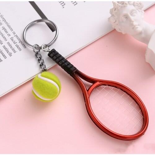 1PC Mini Tennis Keychain Key Ring For Friends Gift Fashion Resin Ball Racket Sports Pendant Bag Accessories Car Keychain K55