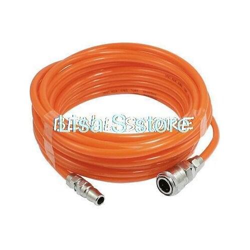 10M Pneumatic Polyurethane Tube Orange PU Hose Pipe 8mm x 5mm w Quick Connector