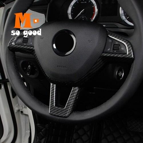 2017 2018 For Skoda Kodiaq ABS Matte Car Steering Wheel Button Frame Decoration Sticker Cover Trim Car Accessories Styling 1pcs