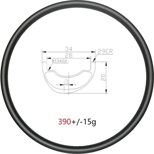 29inch 34mm Wide MTB XC Carbon Rim 29 Disc Tubeless Clincher 20mm Deep 29er Bicycle Hoop Carbon 24H 28H 32H 36H UD Matte Glossy