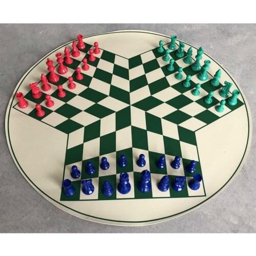 3 player Chess Set 65cm Chess Board Game PVC Chessboard 77mmKing Chess Pieces 3-Person Medieval Chesses Game Checker Game Boardd