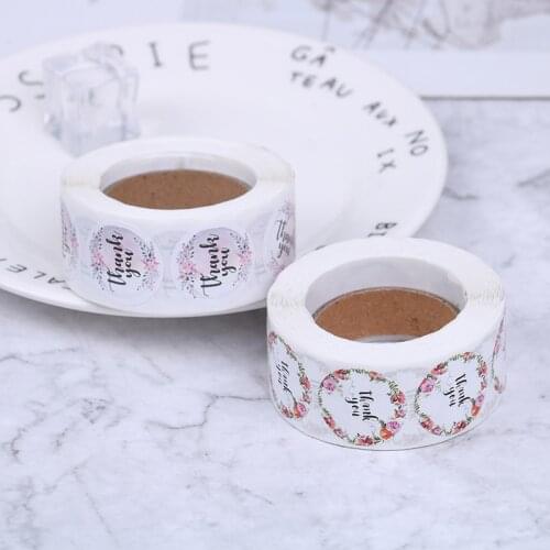 500Pcs Labels Per Roll Round Natural Kraft Thank You Sticker Seal Labes Hand Made With Love Sticker Paper Stationery Sticker