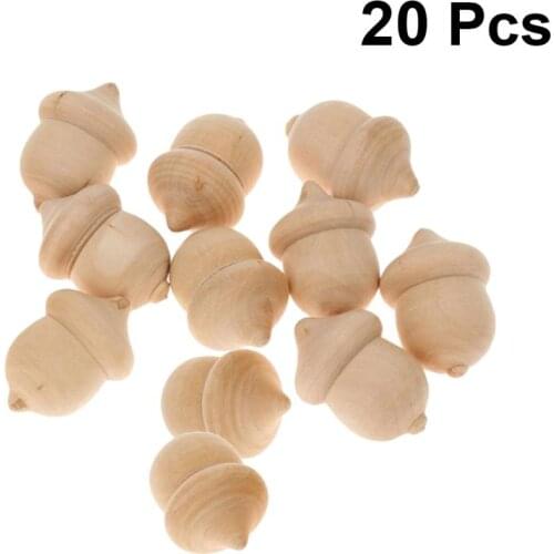 Wooden Acorns 20 Pcs Acorn Shape Wooden Peg Dolls DIY Mold Unfinished Paint Stain DIY Craft Home Decor Ornament