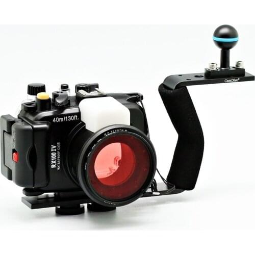 For Sony DSC RX100 IV 40m/130ft Meikon Underwater Camera Housing + Red Underwater Filter (wet 67mm) + diving handle