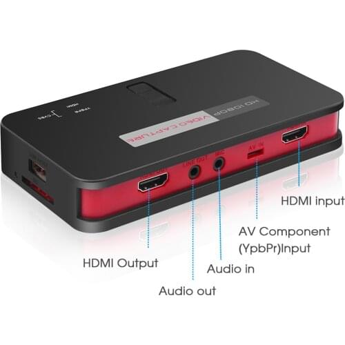 HD Game Capture for EZcap 284 1080P AV/Ypbpr Video Capture Recorder Box into USB Disk SD Card For Xbox360/One PS3/4 EU Plug