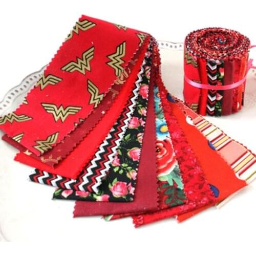 6.5*110 cm Rainbow Patchwork Cake Roll Red Christmas Cotton Bowknot Doll Clothes Pillowcase Quilting Material TJ4143