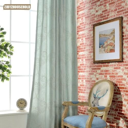 Cotton Linen Embroidery Half Blackout Curtains for Living Dining Room Bedroom