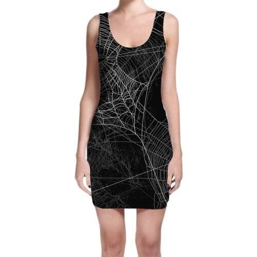 Custom Made Spiderweb Sublimation Print Milk Silk Dress
