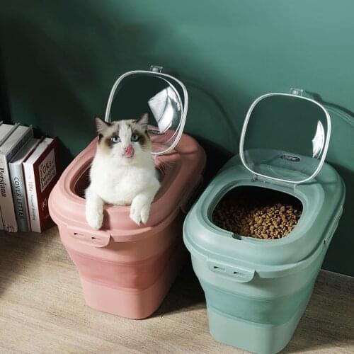 Pet Food Storage Container Storage Bin for Dog Cat Food Household Foldable Rice Container Dog Dry Food Bucket Pet Accessories