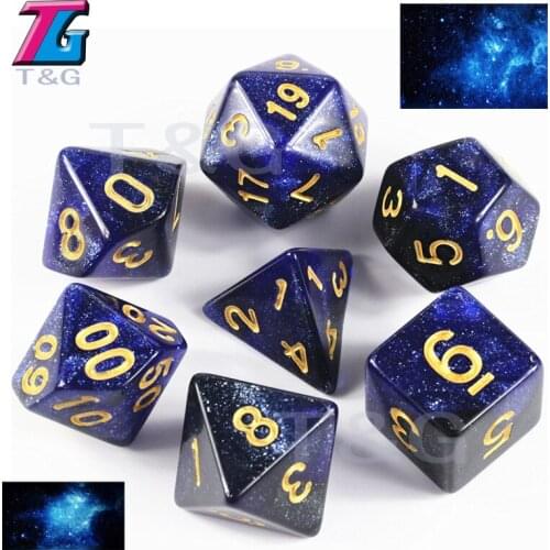 Royal Blue 7Pcs Polyhedral Dice Game Fun Party Bar Games Hobbies Christmas Gifts Dices