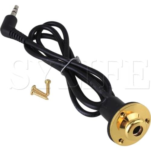 Black Gold Metal Plastic Semi-acoustic Guitar Pickup Endpin Jack Socket
