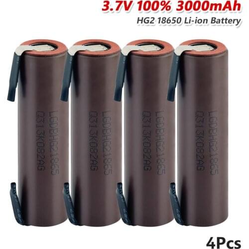 3000mAh 3.7V HG2 18650 Lithium Battery 18650 3.7V 20A Discharge Li-ion Battery Rechareagble + DIY Nickel For Torch Flashlight