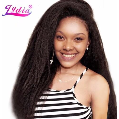 Lydia 1PCS/Pack Kinky Straight Hair Weaving 12-24 Inch Pure Color Synthetic Wave Hair Extension For Black Women Hair Bundles