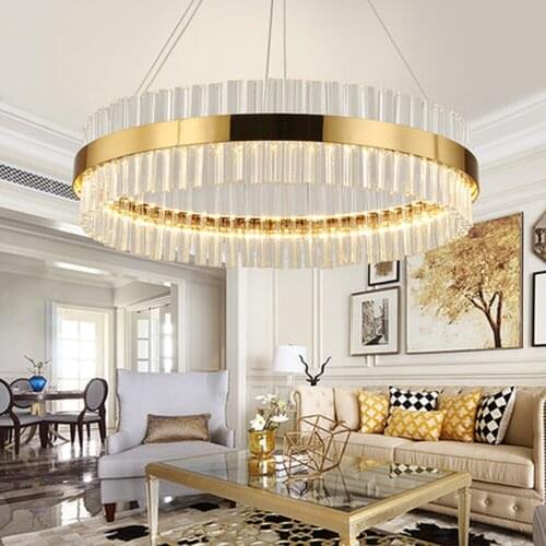 High quality stainless steel modern chandelier LED lampadario AC110V 220V lustre gold kroonluchter home lighting