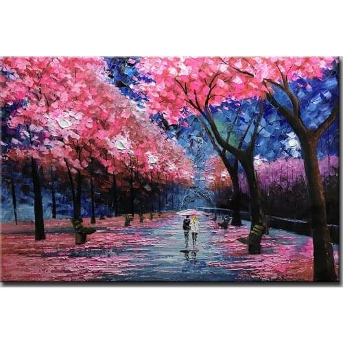 Mintura Art 100% Hand Painted Knife Red Landscape Oil Painting On Canvas For Living Room Home Decor Wall Art Pictures Original
