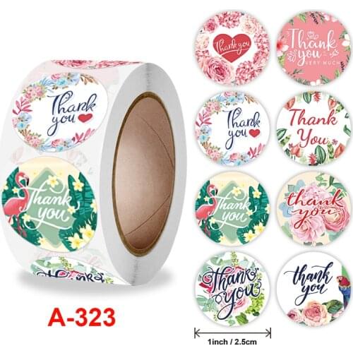 500pcs 1 inch Peony Flower Thank You With Red Heart Stickers Seal Label for Envelope Scrapbooking Stationery Sticker