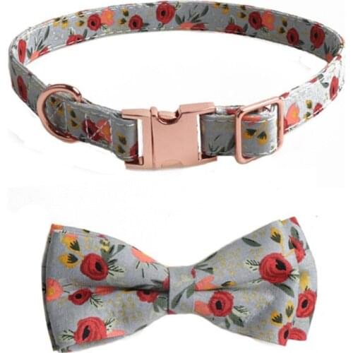 Nylon Dog Cat Collar Colorful Printed Cute Bow Pet Collar For Puppy Dog Kitten Collar Floral Bow Tie Pet small Dog Accessories P