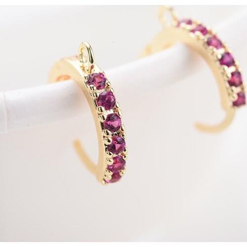 Peixin Charm and elegant garnet red multi-color gold-plated inlay zirconia ear ring straps suitable for DIY earring accessories