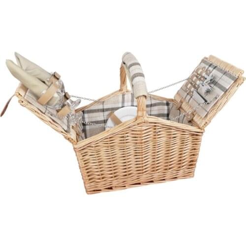 Wicker picnic basket collapsible shopping basket with lid outdoor insulation picnic basket pastoral picnic basket with lid