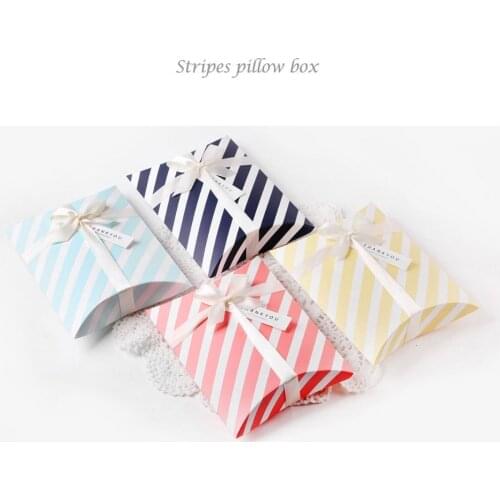 10pc Cute Kraft Paper Gift Box Pillow Shape Wedding Party Favor Favour Gift Candy Boxes Gift Paper Strip Box Bags Supply 4