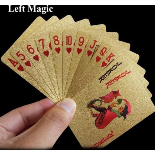 Golden Playing Cards Deck Gold Silver Foil Poker Set Magic Card 24K Gold Plastic Foil Poker Durable Waterproof Cards Gift
