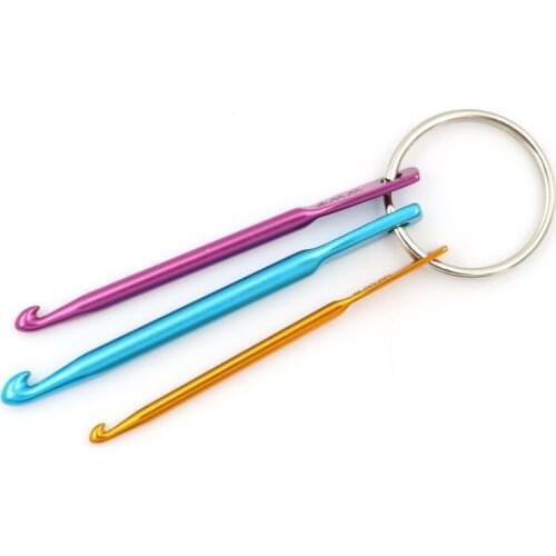 Useful Mini Aluminum Keychain Crochet Hooks DIY Multicolour Crafts Tools Knitting Needles Key Ring