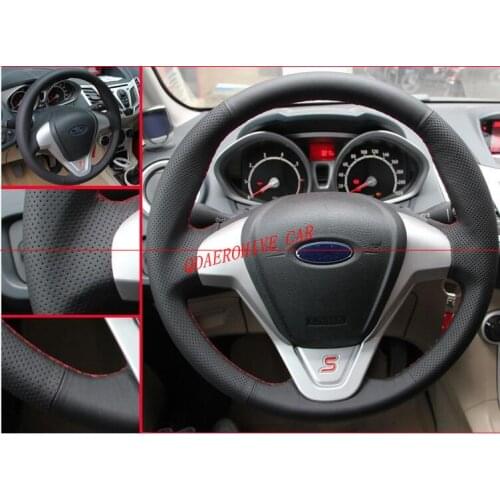 QDAEROHIVE Artificial micro fiber Leather Car Steering Wheel Cover for Ford Fiesta 2008-2013 Ecosport 2013 2014 2015 2016