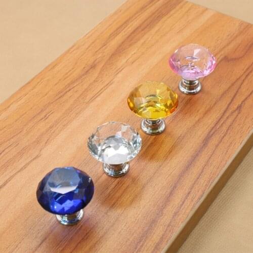 30mm Crystal Glass Single Hole Door Handles Drawer Kitchen Cabinet Cupboard Wardrobe Pulls Knobs For Furniture Accessories