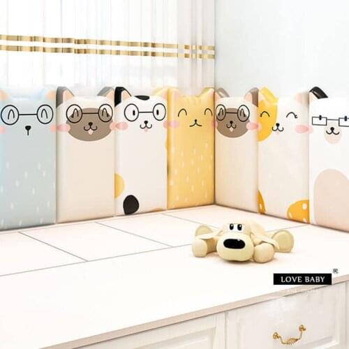 Self-Adhesive Bed Headboards Kids Anti-Collision Tatami Bedroom Decor Stickers Decoration Aesthetic Lovey Cat 3D Wallstickers