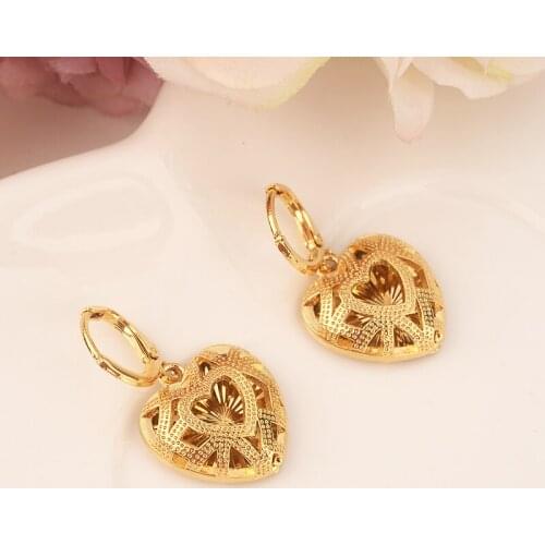Bangrui Gold Color Heart Earrings Women/Girl,Love Trendy Jewelry for African/Arab/Middle Eastern GIFT