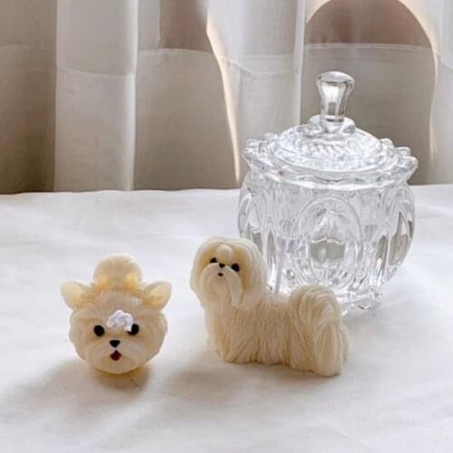 3D Dog Shape Silicone Molds Big Size Chihuahua Shih Tzu Animal Candle Clay Mold For Cake Decorating Tool Baking Mould