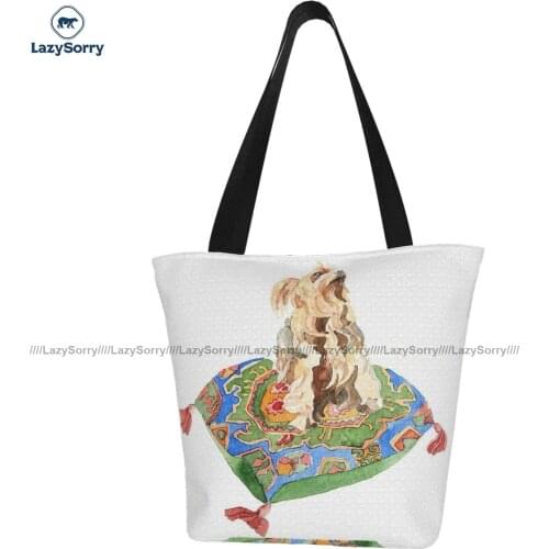 Yorkshire Terrier Shopping Bag Student Gift Handbags Vintage Polyester Shopping Bags