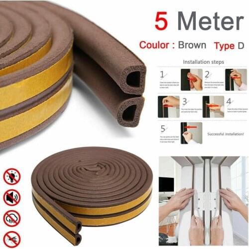 5m Sealing Strip Self Adhesive Door And Window Sound Insulation Gasket Windproof And Rainproof Foam Rubber Anti Collision Strip