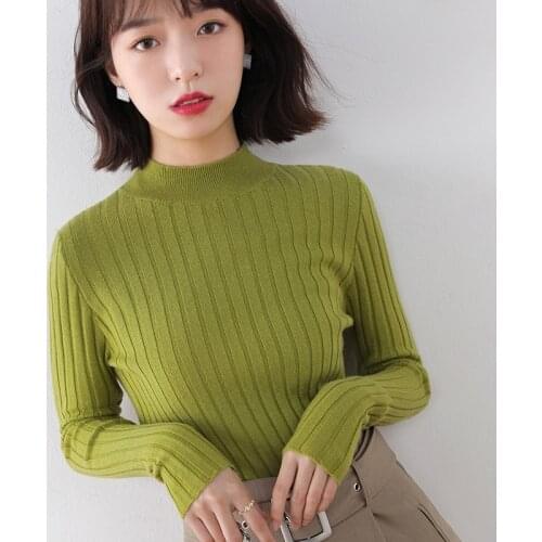 100% Australian Wool Knitting Pullovers Female Oneck Slim-Style Warm Swetaers 8Colors Ladies Long Sleeve Knitwears