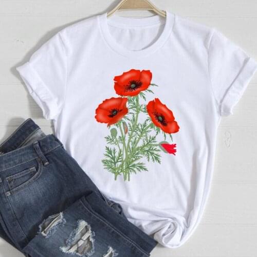 Spring Summer Clothes Graphic Tshirt Top Lady Print Female Tee T-Shirt T-shirts Women Flower Plant Short Sleeve Clothing 2021