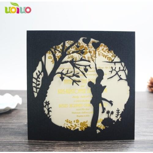 10pcs/lot hot sale Engagement Laser Cut Groom & Bride Dresses Wedding Invitations Weeding invitation Cards Decorations