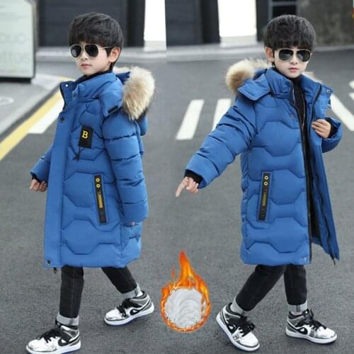 2020 Boys Solid Color Stitching Windproof Padded Warm Down Padded Jacket Coat