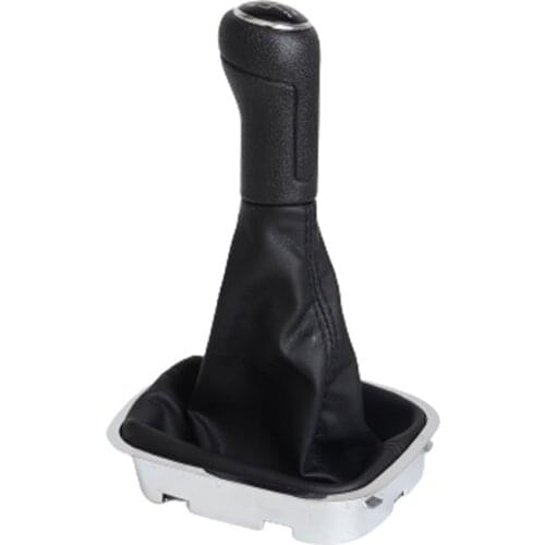 5 Speed Car Shift Gear Knob With Chrome Leather Boot For VW Polo 6R Polo Sedan 2010 2011 2012 2013 6R0.711.456B