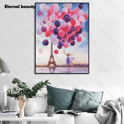 Girl Portrait 5D Diamond Painting Paris Tower Handmade Diamond Mosaic Cross Stitch Kits Diamond Embroidery Rhinestone Pictures