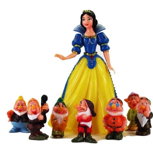 8pcs/Lot Princess Figure Toys Snow White and the Seven Dwarfs Mini Model Dolls for Kids