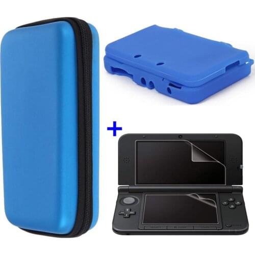 For Nintendo NEW 3DS LL XL New 3DSLL 3DSXL Portable Bag Kit Travel Carrying Cover Pouch Shell + Screen Protector + Silicone Case