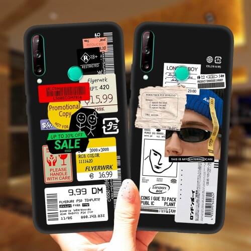 Retro Bar Code Label Art Phone Case For Huawei P40 Lite E P10 P20 P30 Lite Pro Mate 20 10 Lite Black Soft Silicone Cover