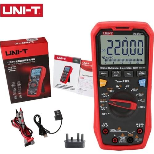 UNI-T UT61E+ UT61B+ UT61D+ 1000V True RMS Digital Multimeter 1000V AC/DC Duty cycle NCV Diode test On-off Measurement