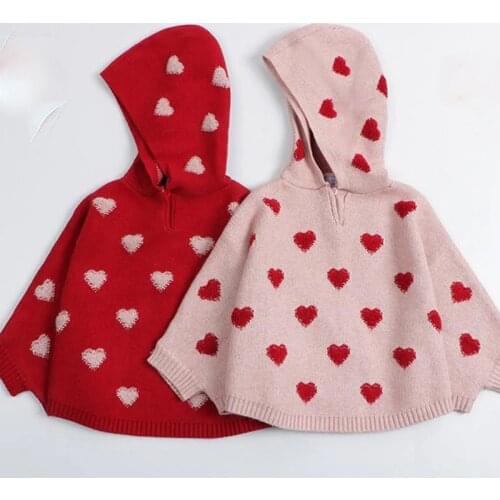 Kids Knitted Pullovers Sweaters Autumn Winter Childrens Knitted Sweater Cute Children Clothes Cloak Baby Girls Sweater Hooded