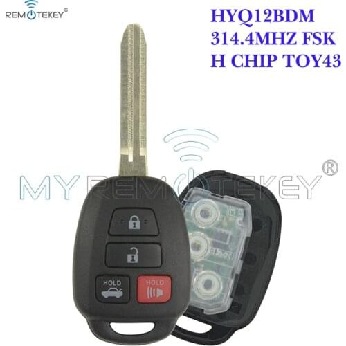 Remtekey Remote car key HYQ12BDM 4 button 314.4mhz H chip TOY43 key blade for Toyota Camry 2012 2013 2014 key