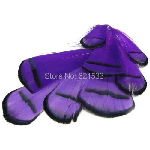 Pheasant Feathers,100pcs/lot- PURPLE Lady Amherst Pheasant tippet loose feathers 4-9CM,feather craft